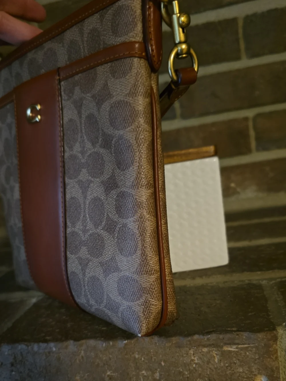 COACH Signature Kitt Messenger Brown Crossbody